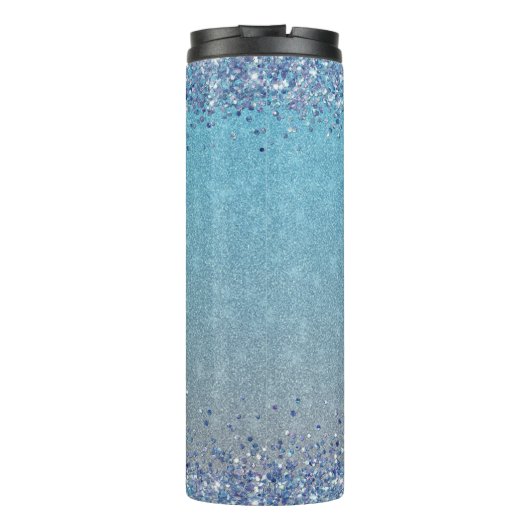 Blue Glitter Girl Boss Name Building Empire Thermosbeker (Achterkant)