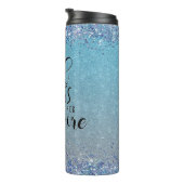 Blue Glitter Girl Boss Name Building Empire Thermosbeker (Geroteerd rechts)