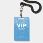 Blue Glitter Glam VIP All Access Pas Event ID Badge (Voorzijde met lanyard)