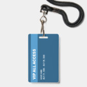 Blue Glitter Glam VIP All Access Pas Event ID Badge (Achterkant met lanyard)