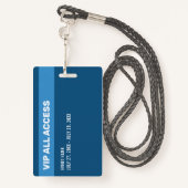 Blue Glitter Glam VIP All Access Pass Event ID Badge (Achterkant met draagriem)