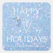Blue Glitter 'Happy Holidays' Business Vierkante Sticker (Voorkant)