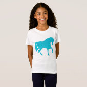 Blue Glitter Horse Girls T-shirt (Voorkant volledig)