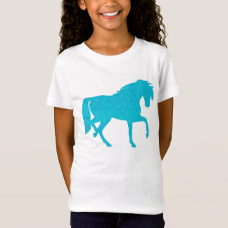 Blue Glitter Horse Girls T-shirt