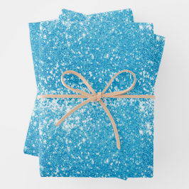Blue Glitter Inpakpapier Vel