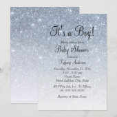Blue Glitter is een Baby shower voor jongens Kaart (Voorkant / Achterkant)