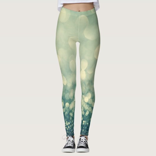 Blue Glitter: Kerst Abstract Leggings (Voorkant)