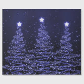 Blue Glitter kerstbomen Holiday Cadeaupapier (Vlak)