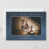 Blue Glitter-kerstfotokaart Feestdagenkaart (Voorkant)