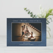 Blue Glitter-kerstfotokaart Feestdagenkaart (Staand voorkant)
