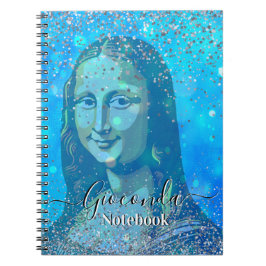 Blue Glitter Leonardo Da Vinci Gioconda Notitieboek