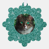 Blue Glitter Lijst Kerst Ornament Kaart (Voorkant)