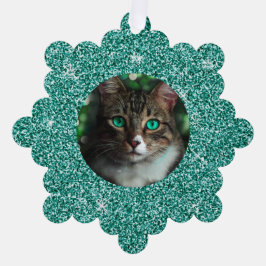 Blue Glitter Lijst Kerst Ornament Kaart