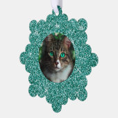 Blue Glitter Lijst Kerst Ornament Kaart (Links)