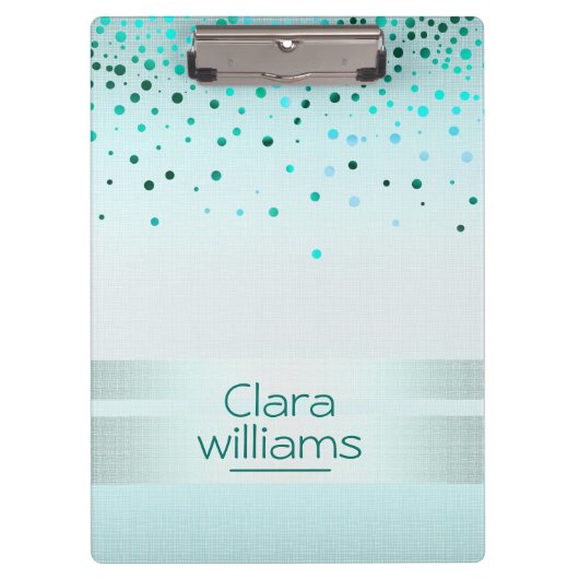Blue Glitter Linen Sparkle Confetti Modern Klembord (Voorkant)