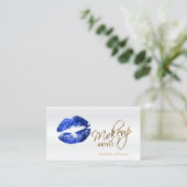 Blue Glitter Lips Afsprakenschema op Wit 2 Afsprakenkaartje (Staand voorkant)