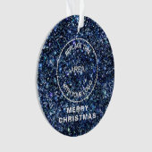 Blue Glitter Logo Bedrijfsnaam Merry Christmas Ornament (voorkant)