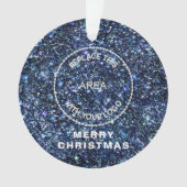 Blue Glitter Logo Bedrijfsnaam Merry Christmas Ornament (voorkant)