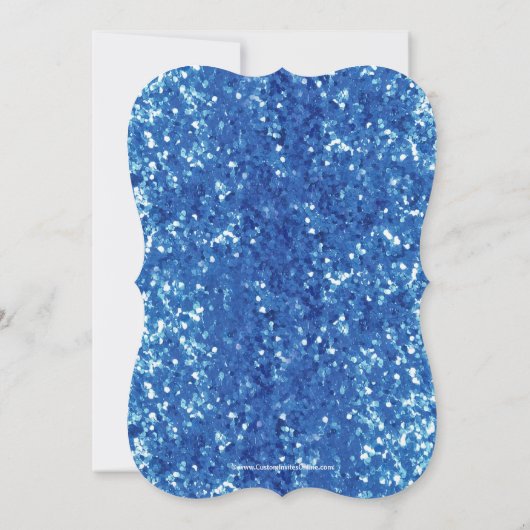 Blue Glitter-look Bow Graduation Party Invitation Kaart (Achterkant)