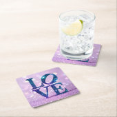 Blue Glitter LOVE Lavendel Onderzetter Set (Insitu)