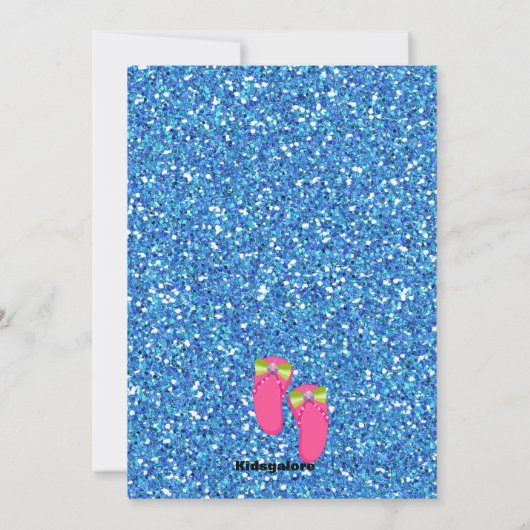 Blue Glitter Manicure Spa Birthday Party Kaart (Achterkant)