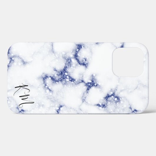Blue Glitter Marble Personalized Case-Mate iPhone Case (Achterkant (horizontaal))
