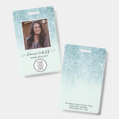 Blue Glitter Medewerker of Stylist ID Badge (Voor- en achterkant)