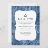 Blue Glitter Mermaid Pattern Bat Mitzvah Kaart (Voorkant)
