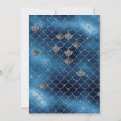 Blue Glitter Mermaid Pattern Bat Mitzvah Kaart (Achterkant)