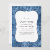 Blue Glitter Mermaid Pattern Quinceanera Kaart (Voorkant)