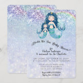 Blue Glitter Mermaids under Zee Baby Girl Kaart (Voorkant / Achterkant)