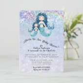 Blue Glitter Mermaids under Zee Baby Girl Kaart (Staand voorkant)