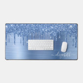 Blue Glitter Monogram Bureaumat (Keyboard & Muis)