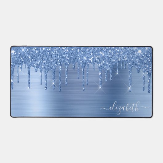 Blue Glitter Monogram Bureaumat (Voorkant)