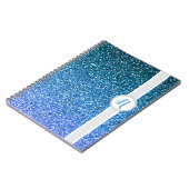 Blue Glitter Monogram Notitieboek (Linkerzijde)