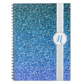 Blue Glitter Monogram Notitieboek (Voorkant)