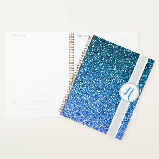 Blue Glitter Monogram  Planner (Display)