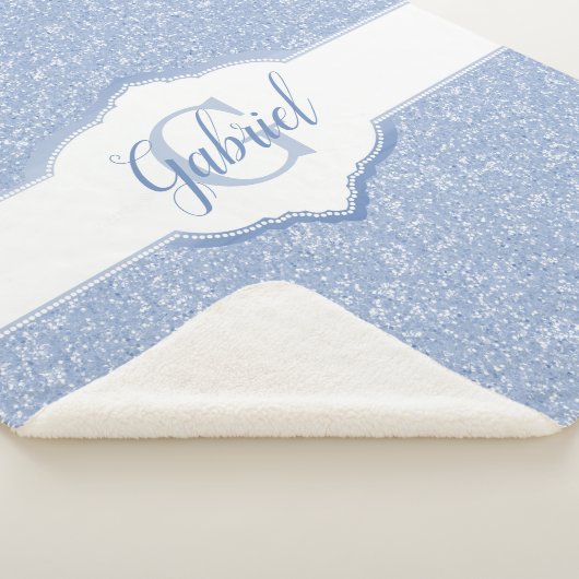 Blue Glitter Monogram Sherpa Deken (3/4)