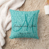 Blue Glitter Monogrammed Wedding Keepomwille Pillo Kussen (Deken)