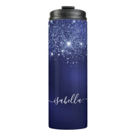Blue glitter-naamscript thermosbeker