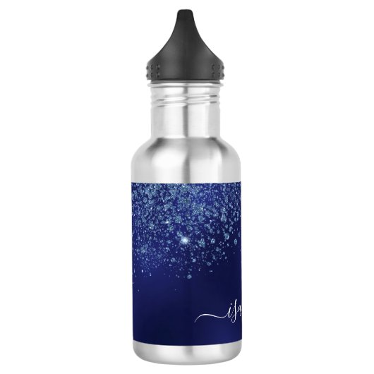 Blue glitter-naamscript waterfles (Links)