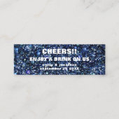 Blue Glitter Namen Datum Bruiloft Drink Ticket (Voorkant)
