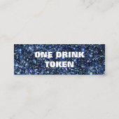 Blue Glitter Namen Datum Bruiloft Drink Ticket (Achterkant)