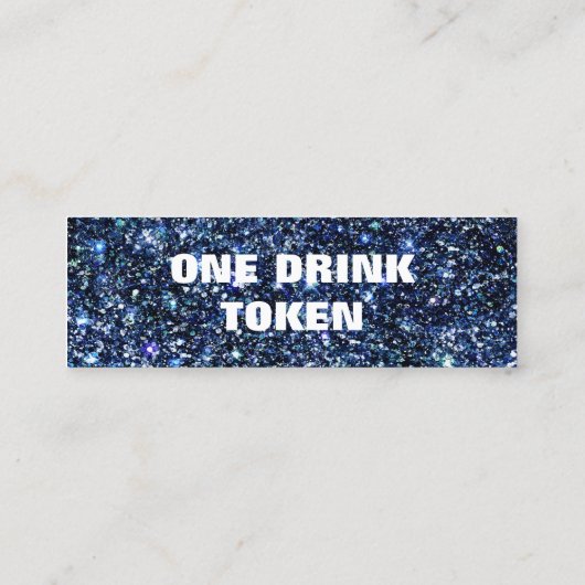 Blue Glitter Namen Datum Bruiloft Drink Ticket (Achterkant)