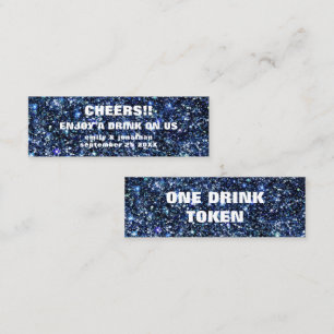 Blue Glitter Namen Datum Bruiloft Drink Ticket