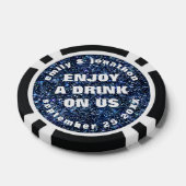 Blue Glitter Namen Datum Bruiloft Drink Token (Enkel)