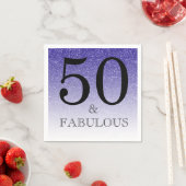 Blue Glitter Ombre 50 en Fabulous 50th Birthday Servet (Insitu)