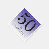Blue Glitter Ombre 50 en Fabulous 50th Birthday Servet (Hoek)