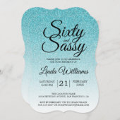 Blue Glitter Ombre 60 en Sassy 60ste verjaardag In Kaart (Voorkant / Achterkant)