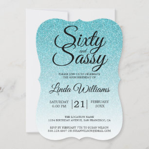 Blue Glitter Ombre 60 en Sassy 60ste verjaardag In Kaart